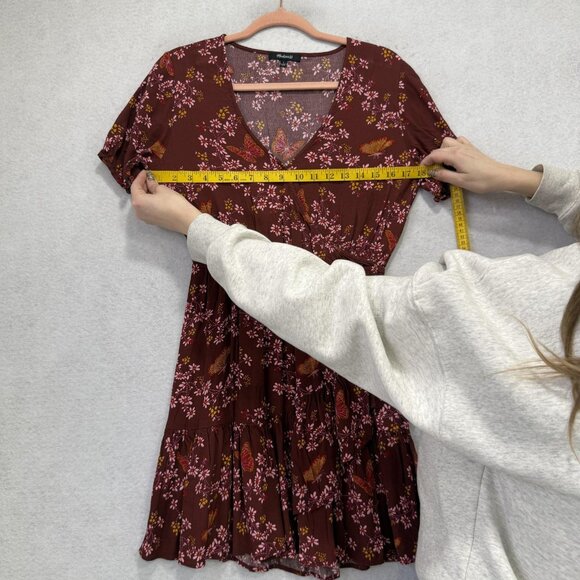 Madewell Dress Womens 6 Brown Floral Butterfly Wrap Puff Sleeve Mini Sundress - Picture 4 of 6